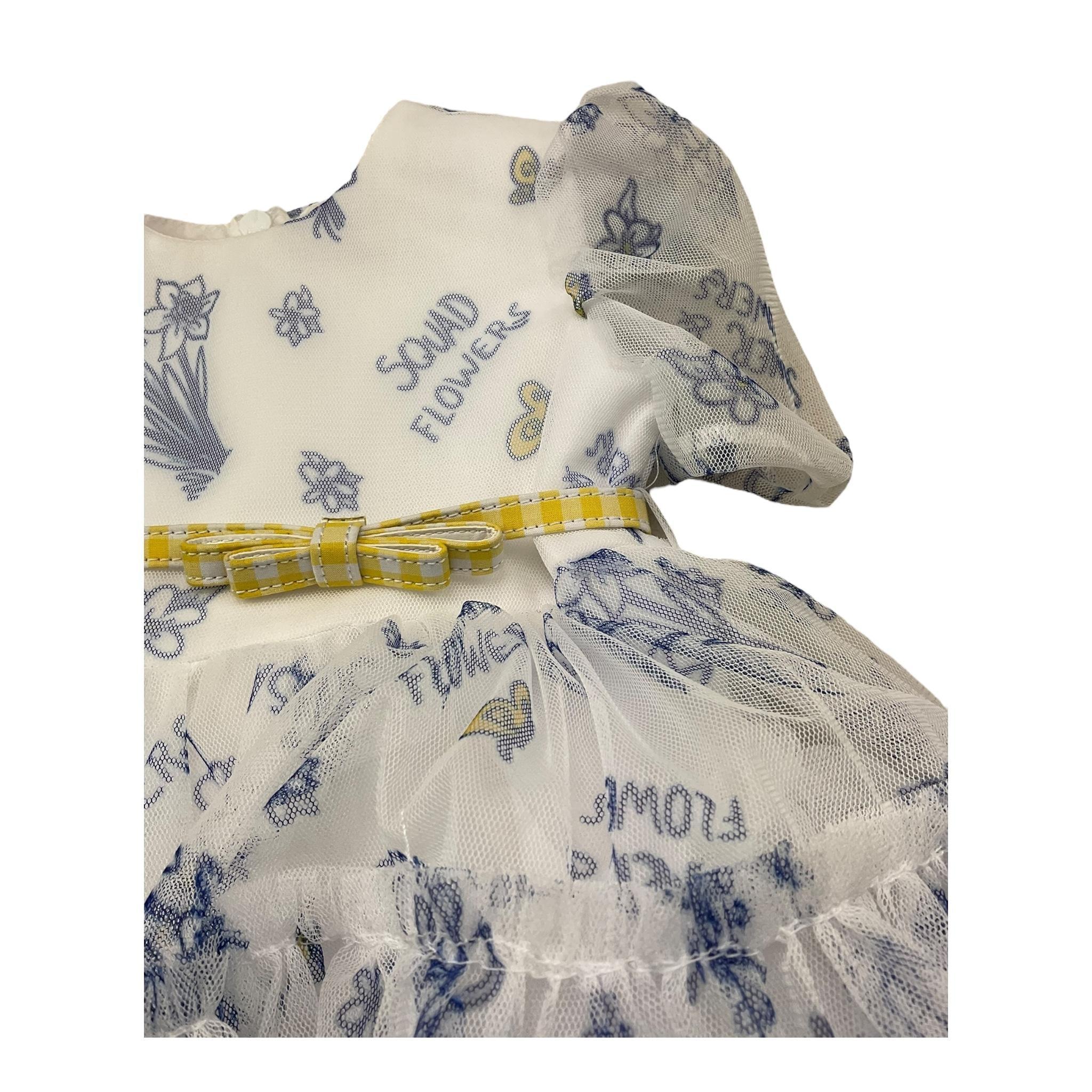 Monnalisa Abito Mezza Manica Tinta Unita Tulle per Neonata 319907 BIANCO MONNALISA 