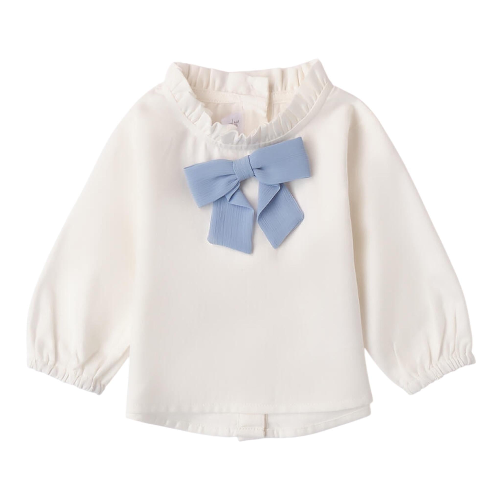 MINI BANDA camicia manica lunga tinta unita con fiocco Panna per Neonata A779 PANNA MINI BANDA 