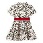 Monnalisa Abito Tinta Unita con Fantasia Maculata per Bambina 11E911 BEIGE MONNALISA 