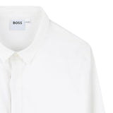 Boss Camicia Manica Lunga Tinta Unita con Logo per Bambino J52010X BIANCO BOSS 