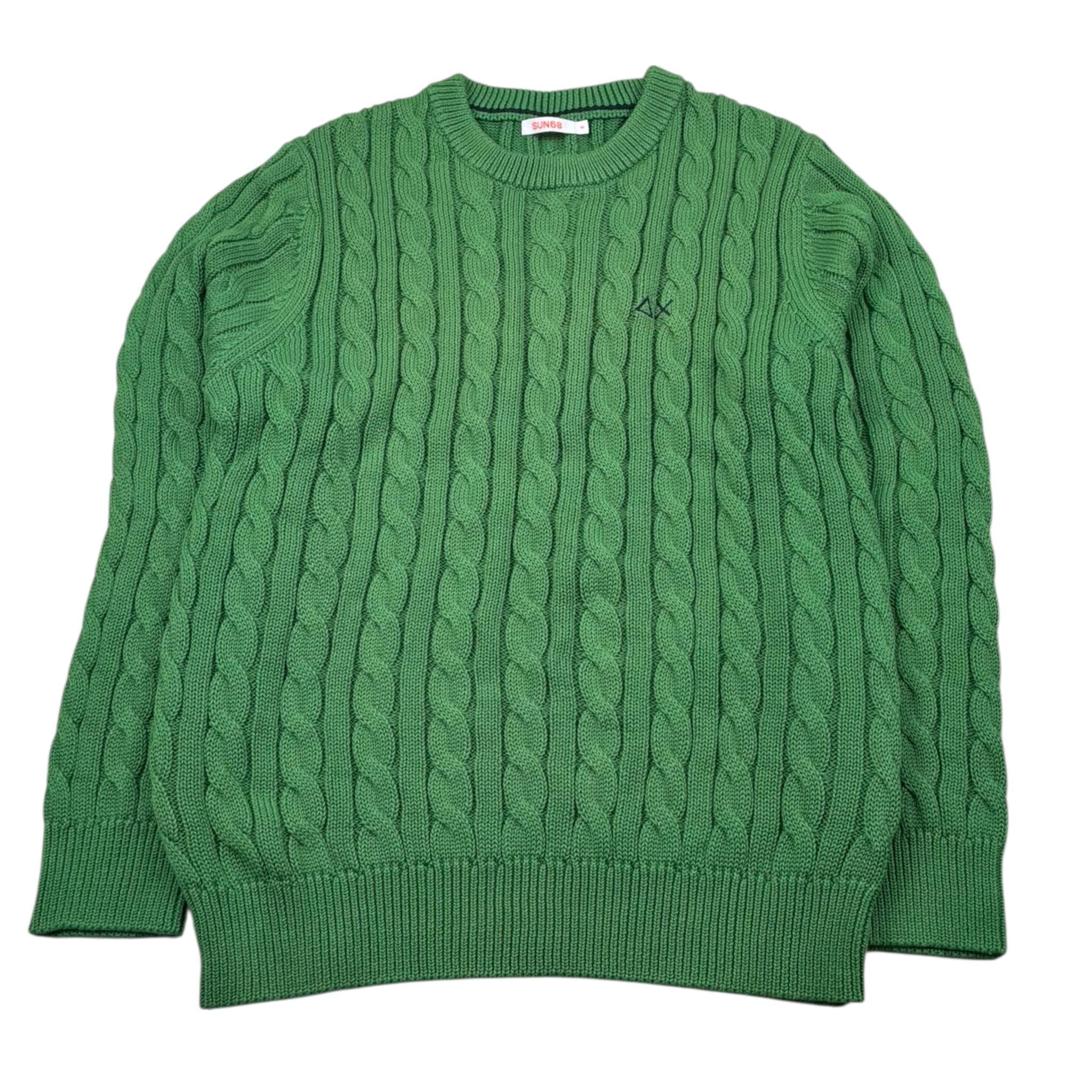 Sun68 Maglia Girocollo Tinta Unita con Logo per Bambino K35315 VERDE SUN68 