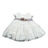 Amaya Abito Mezza Manica Tinta Unita con Tulle per Neonata 532215 BIANCO AMAYA 