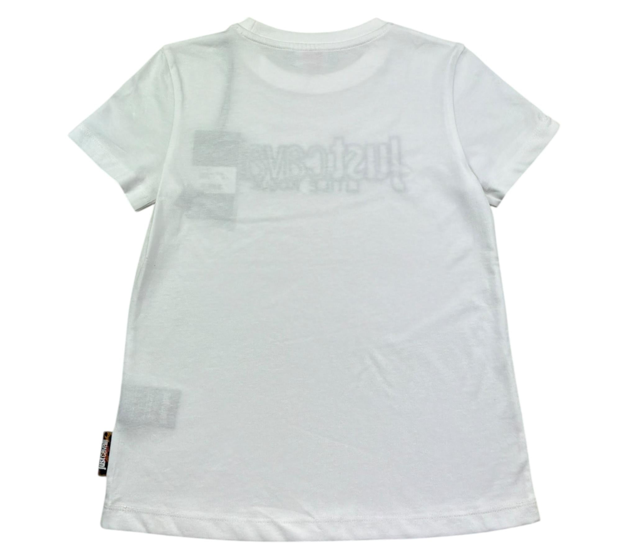 Just Cavalli T-Shirt Girocollo Tinta Unita con Logo per Bambino JGP26187TS BIANCO JUST CAVALLI 