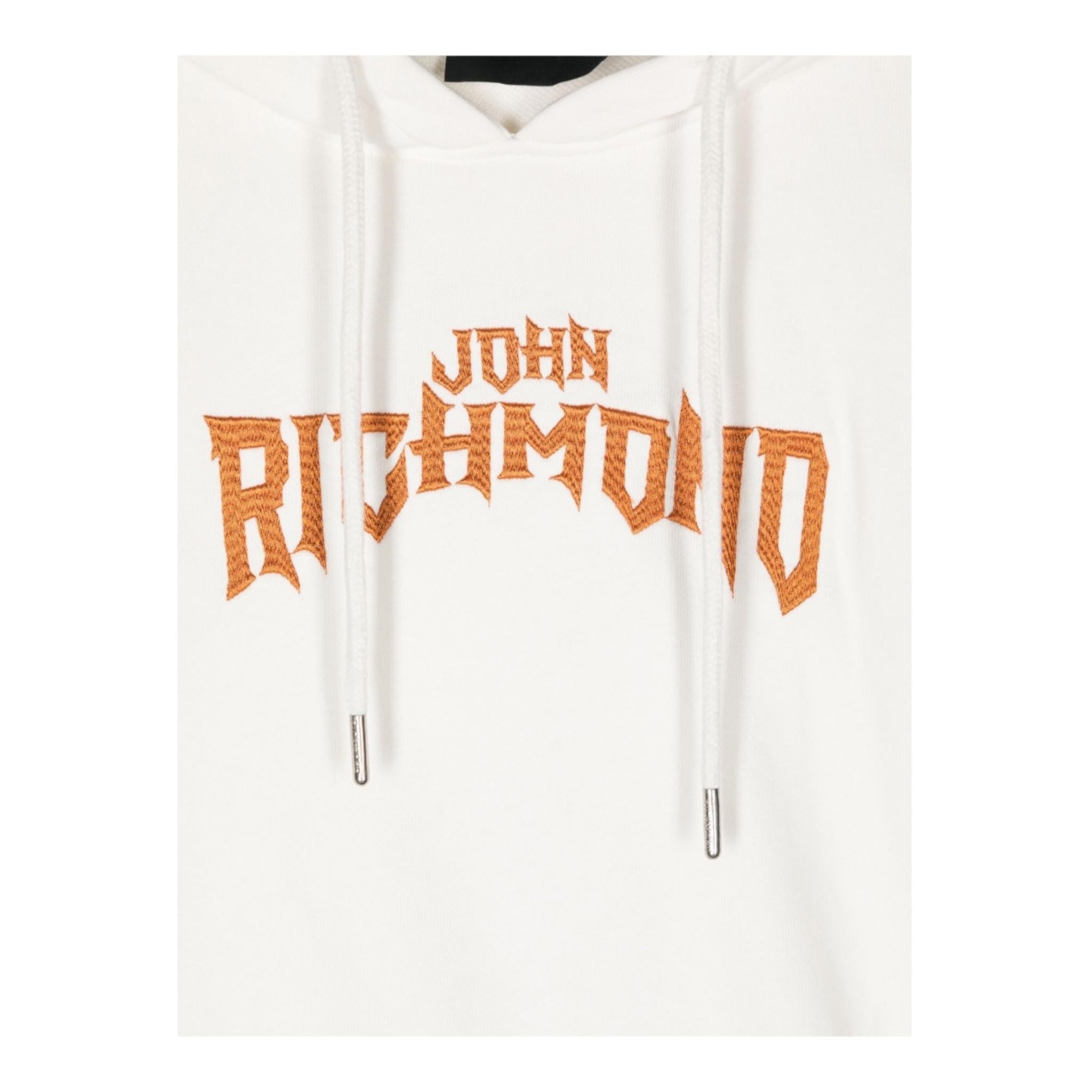 JOHN RICHMOND felpa con cappuccio tinta unita con stampa in contrasto Bianco per Bambino RBA24057FEX BIANCO JOHN RICHMOND 