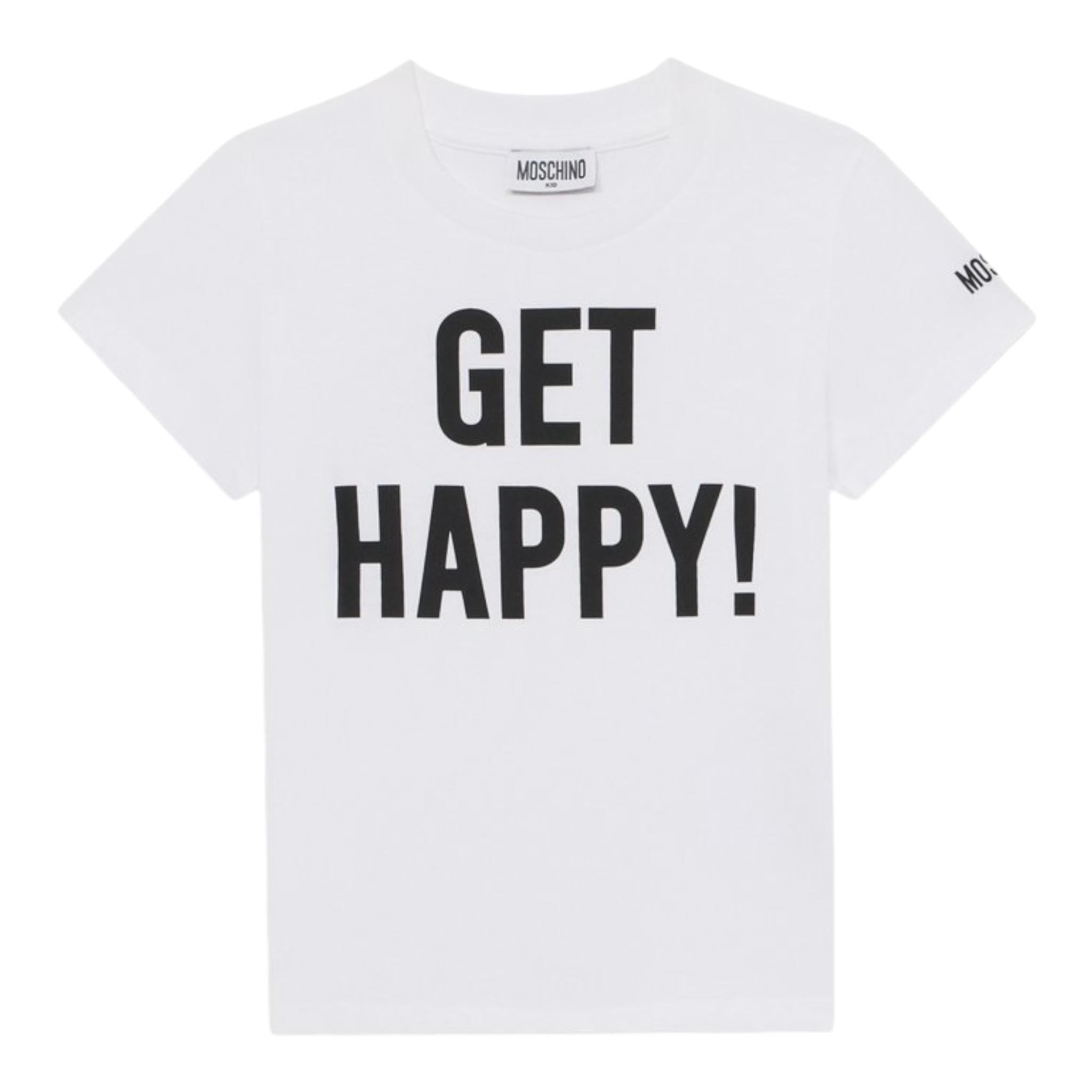 Moschino T-Shirt Girocollo Tinta Unita con Stampe per Bambino HDM06U BIANCO MOSCHINO 