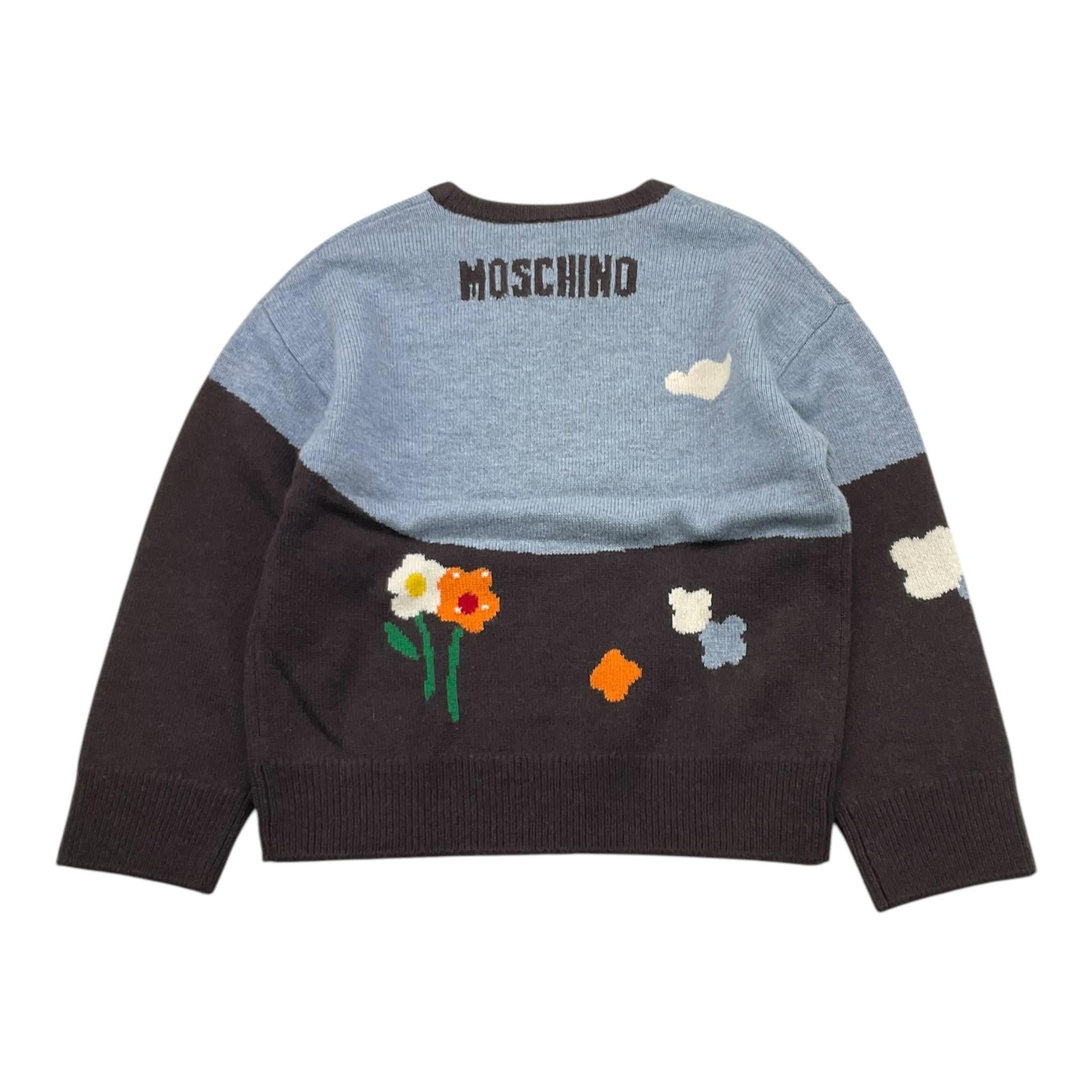 MOSCHINO maglia bicolore con stampa Azzurro per Bambino HDW02C AZZURRO MOSCHINO 