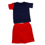 Cesare Paciotti Completo 2 Pezzi T-Shirt-Bermuda Bicolore Blu/Rosso Per Neonato