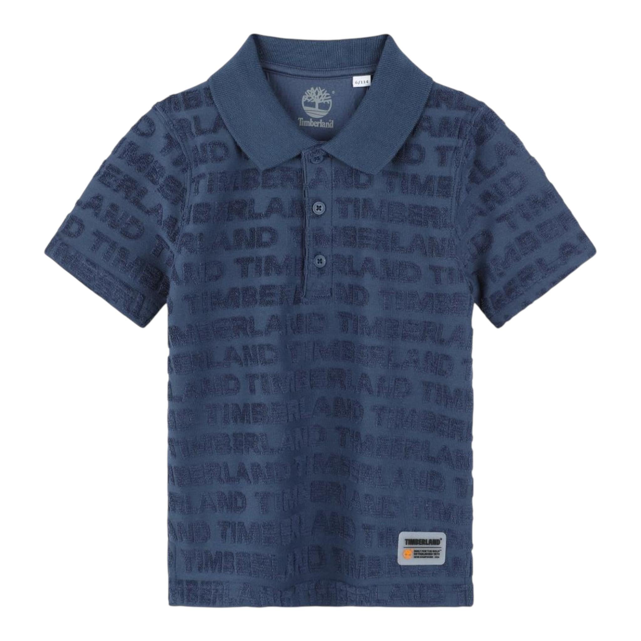 Timberland Polo Mezza Manica Tinta Unita Logata per Bambino T60063 BLU TIMBERLAND 