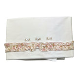 BARCELLINO lenazuola set 3pz tinta unita con fiori Bianco per Neonata 115814 BIANCO BARCELLINO 