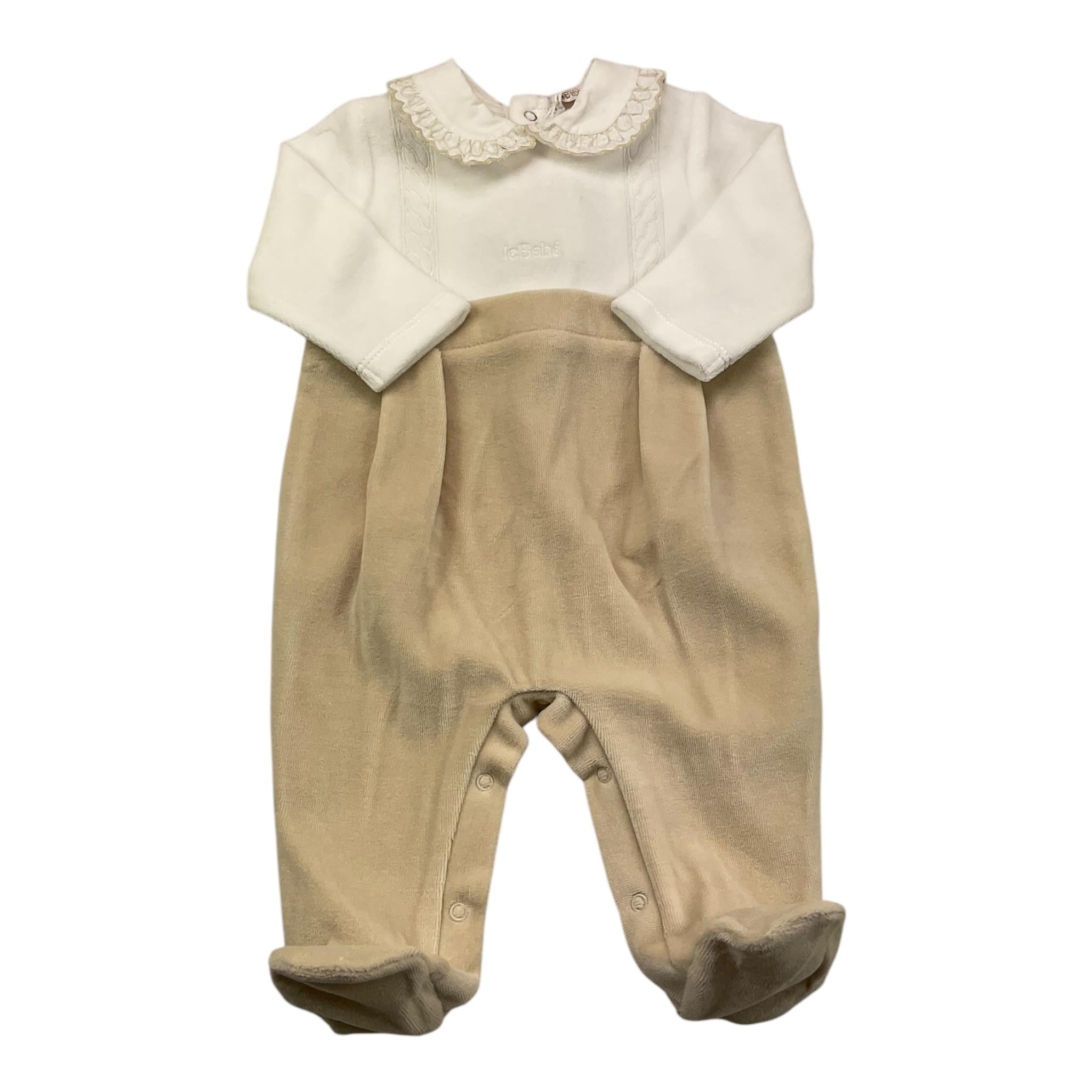 LE BEBE' tutina manica lunga bicolore in ciniglia Beige per Neonato LBB5097 BEIGE LE BEBE' 