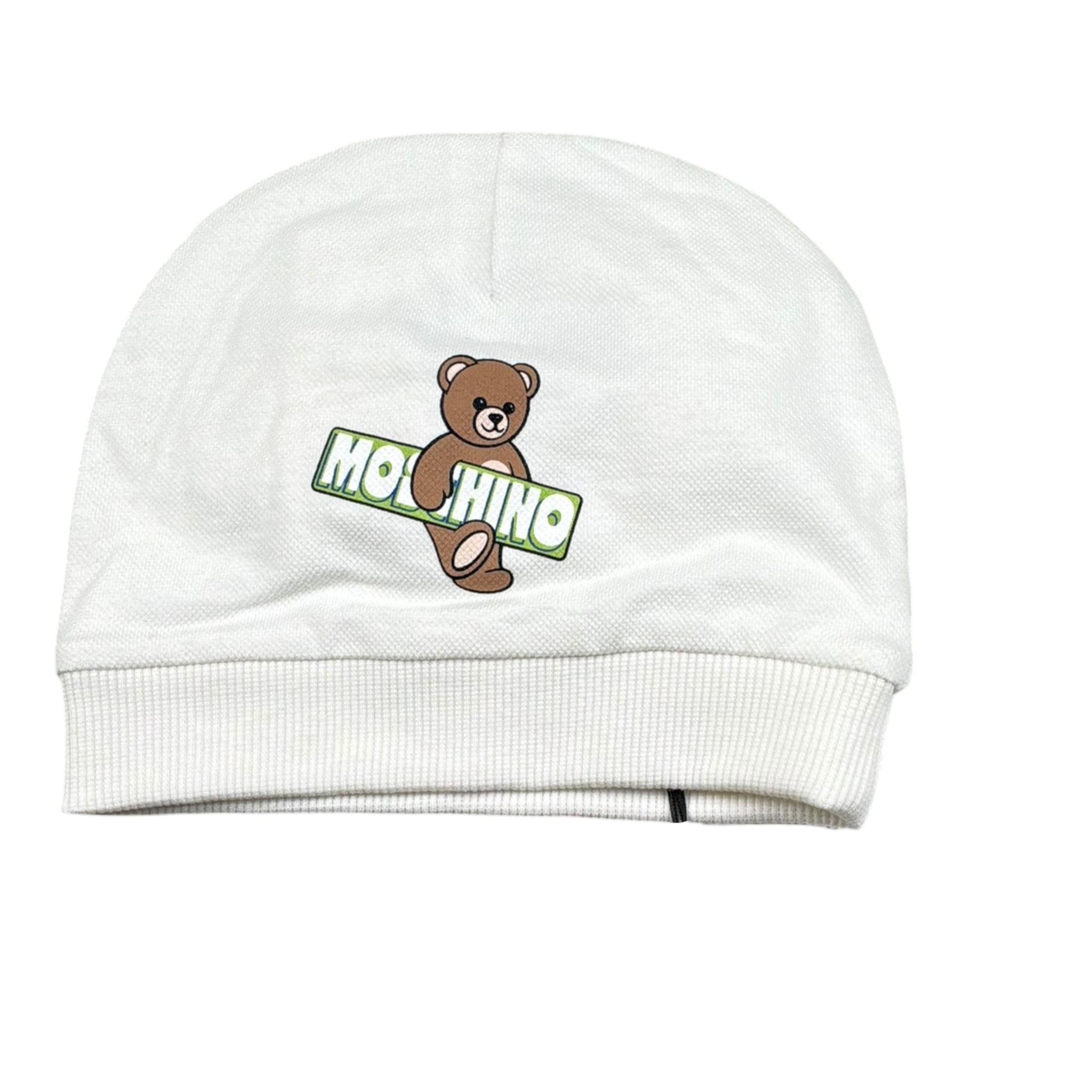 Moschino Cappello Tinta Unita con Stampa per Neonato MMY04Y BIANCO MOSCHINO 