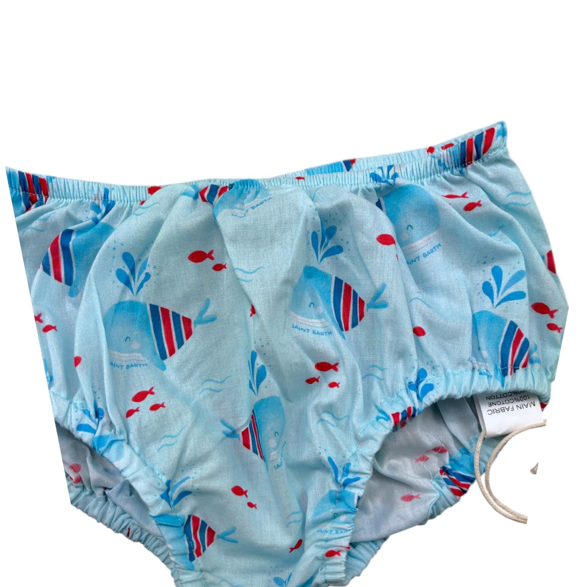 Saint Barth Coulotte Tinta Unita con Stampa per Neonata 01119L AZZURRO SAINT BARTH 