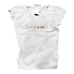 Shopart Top Tinta Unita con Stampa Brillantini per Bambina SAJKS000403 BIANCO SHOPART 