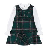 ABEL & LULA abito tinta unita con finta camicia e fantasia Verde per Neonata 5511 VERDE ABEL & LULA 