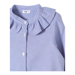 IL GUFO camicia manica lunga con colletto rouches Blu per Bambina A24CL239C0052 BLU IL GUFO 