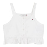 Tommy Hilfiger Top Giromanca Tinta Unita In Pizzo Sangallo per Bambina KG0KG07289 BIANCO TOMMY HILFIGER 