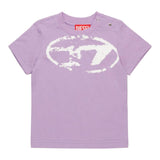Diesel T-Shirt Girocollo tinta unita con Stampa Lilla per Bambina K00635JX LILLA DIESEL 