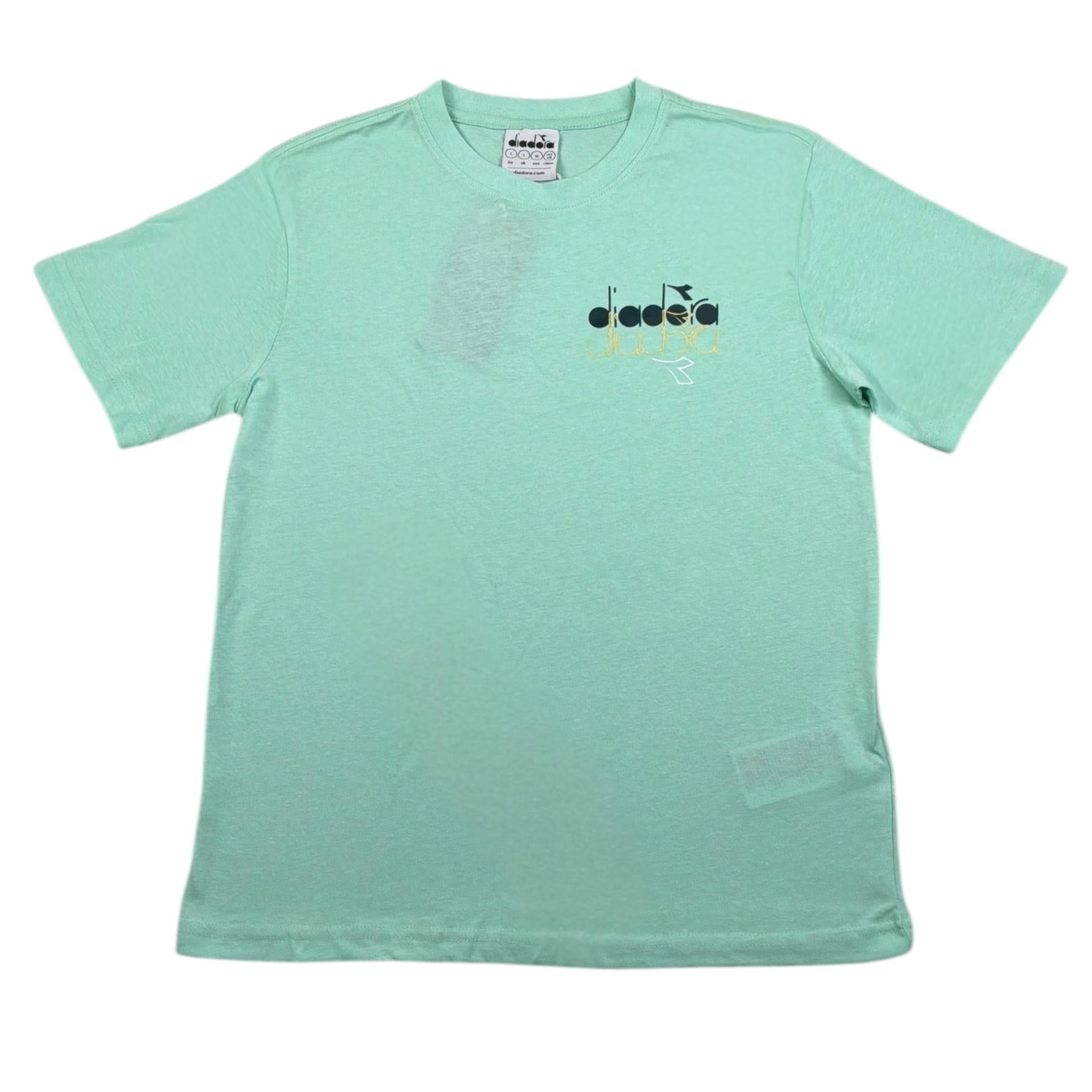 Diadora T-Shirt Girocollo Tinta Unita con Stampa per Bambino 102181707 VERDE ACQUA DIADORA 