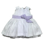 I Delfi Abito Giromanica Tinta Unita con Cintura In Contrasto per Neonata 25P5079 BIANCO I DELFI 