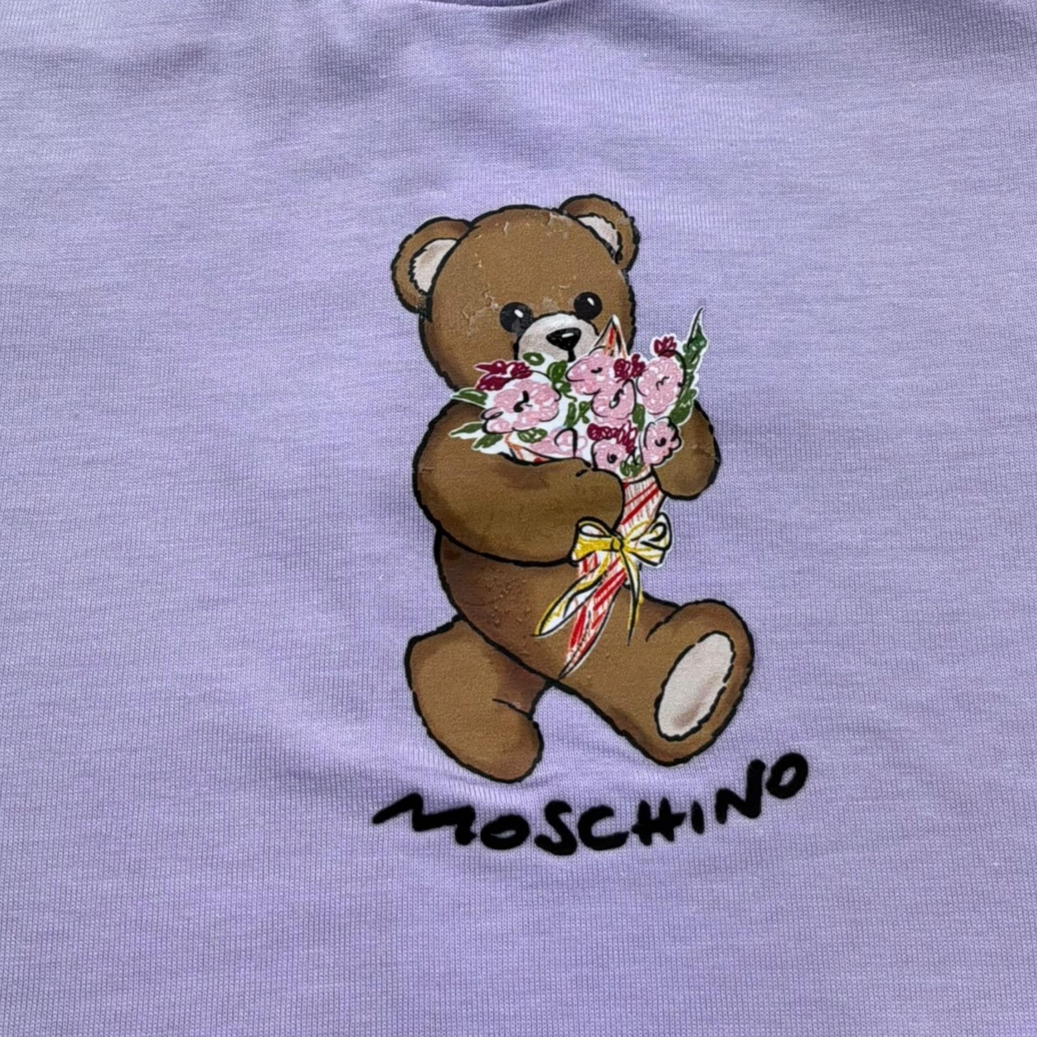 Moschino T-Shirt Girocollo Tinta Unita con Stampa per Neonata MDM03N LILLA MOSCHINO 