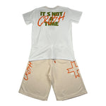Zu+Elements Completo 2 Pezzi T-Shirt-Bermuda Bicolore per Bambino ZU1770 BIANCO/BEIGE ZU+ELEMENTS 
