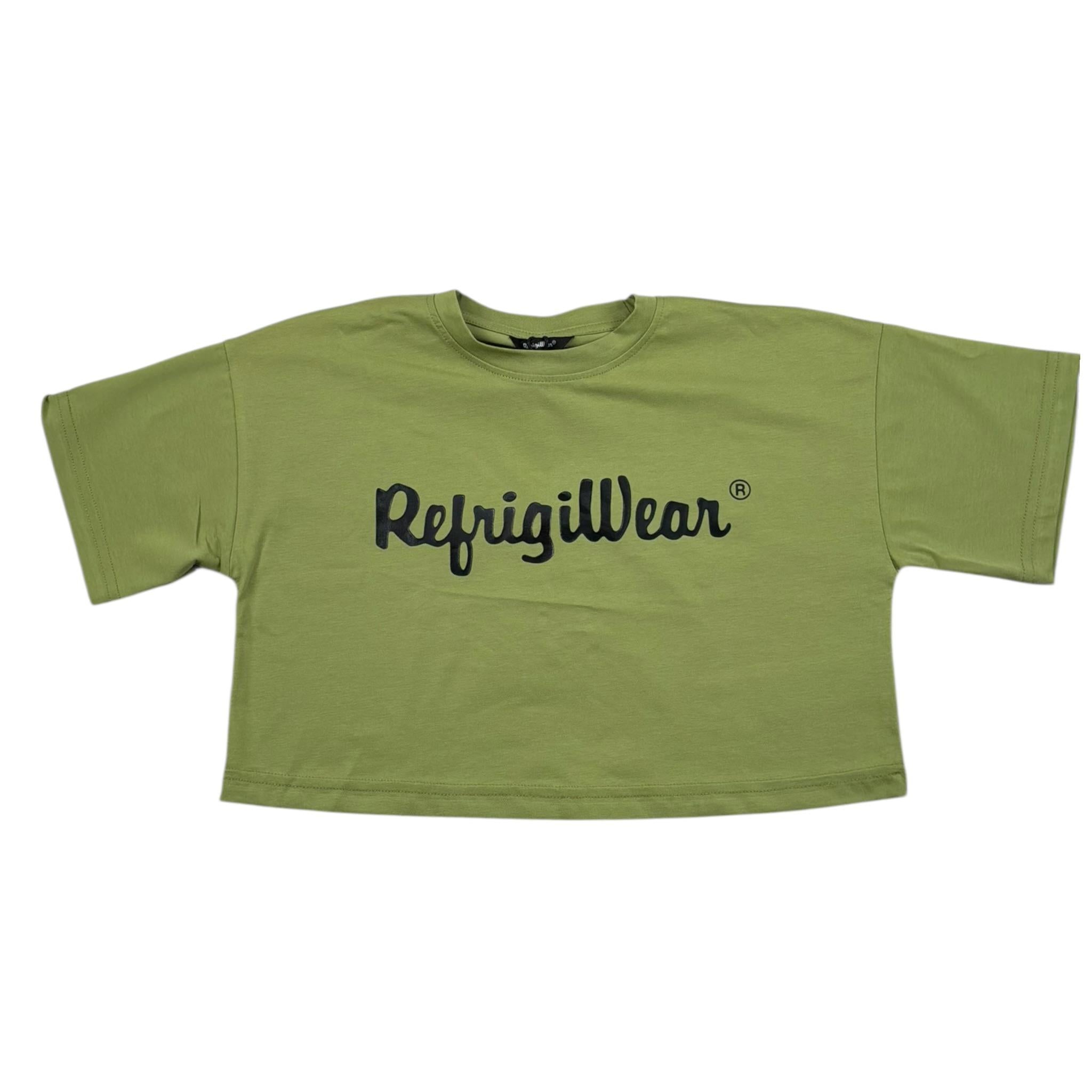 Refrigiwear T-Shirt Girocollo Tinta Unita Modello Crop per Bambina RWG640 VERDE REFRIGIWEAR 