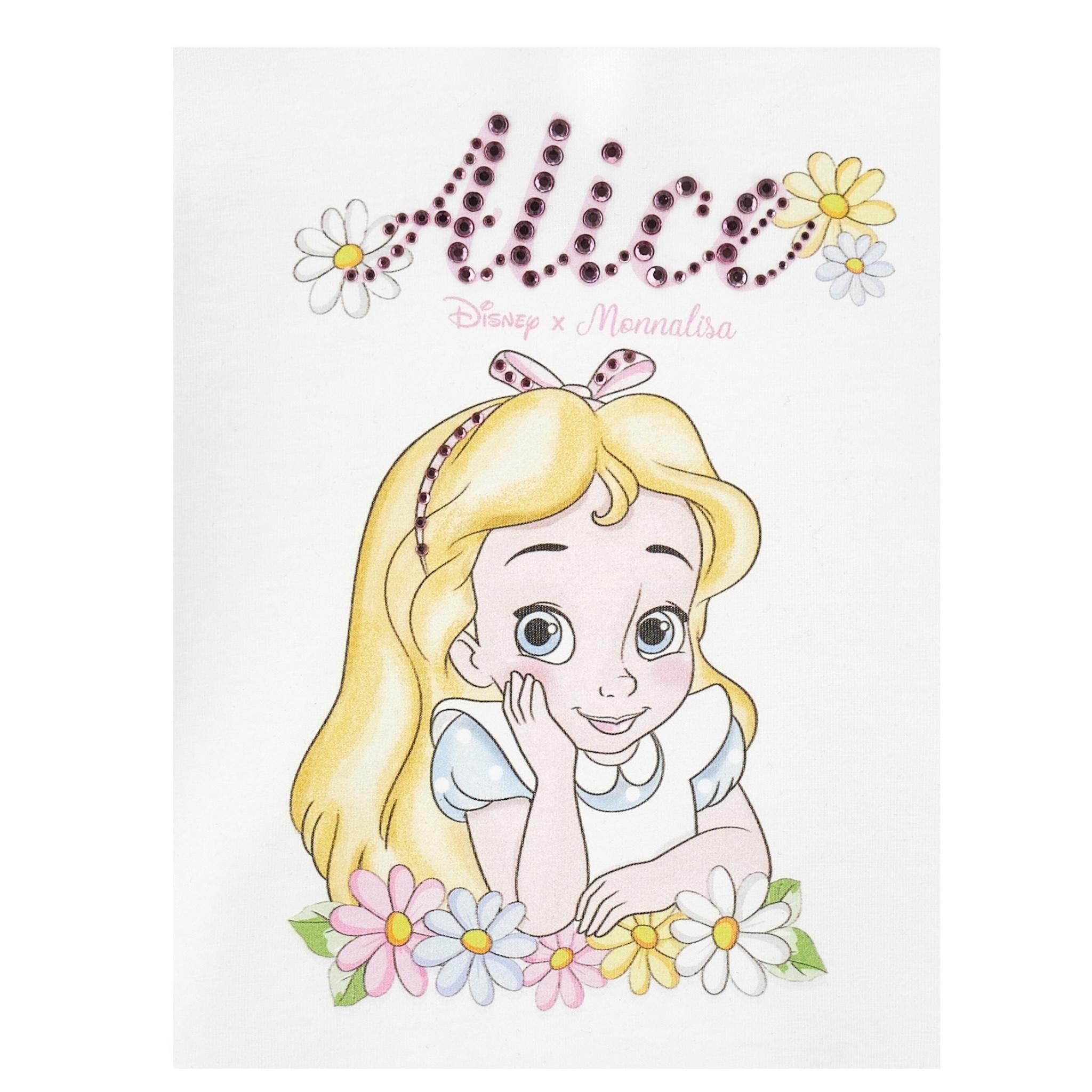 Monnalisa T-Shirt Girocollo Tinta Unita con Brillantini per Neonata 39E610X BIANCO MONNALISA 