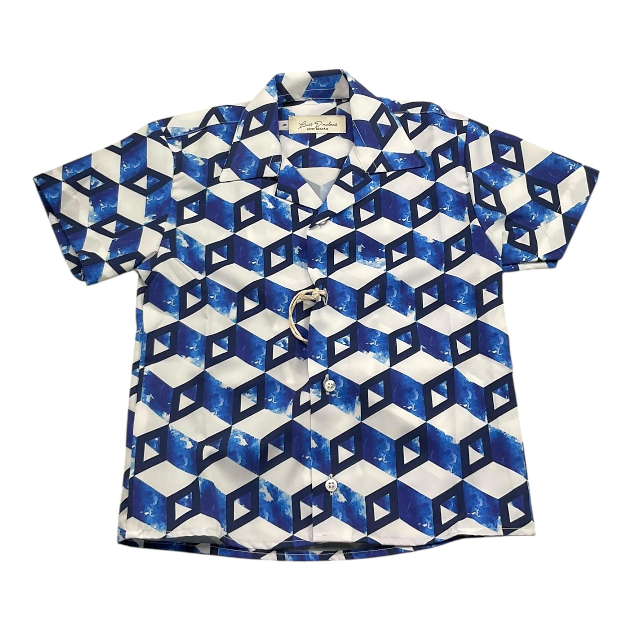 Louis Dieudonne' Camicia Mezza Manica Tinta Unita con Fantasia per Bambino LD01CAM BLU LOUIS DIEUDONNE' 