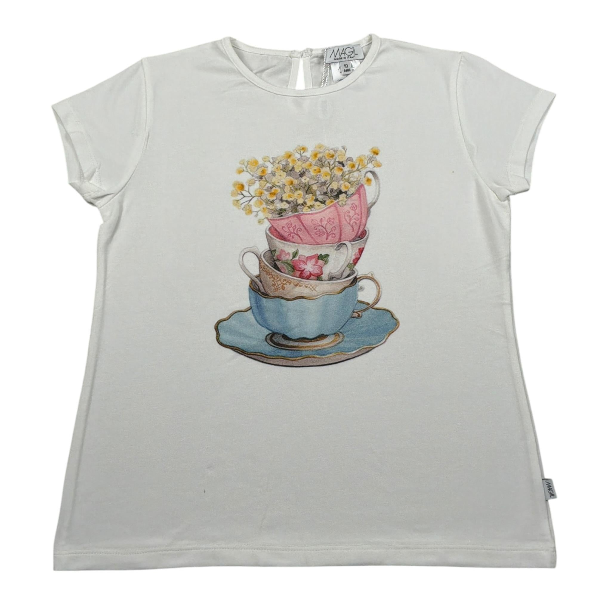 Magil T-Shirt Girocollo tinta unita con Stampa Panna per Neonata FN26070N PANNA MAGIL 