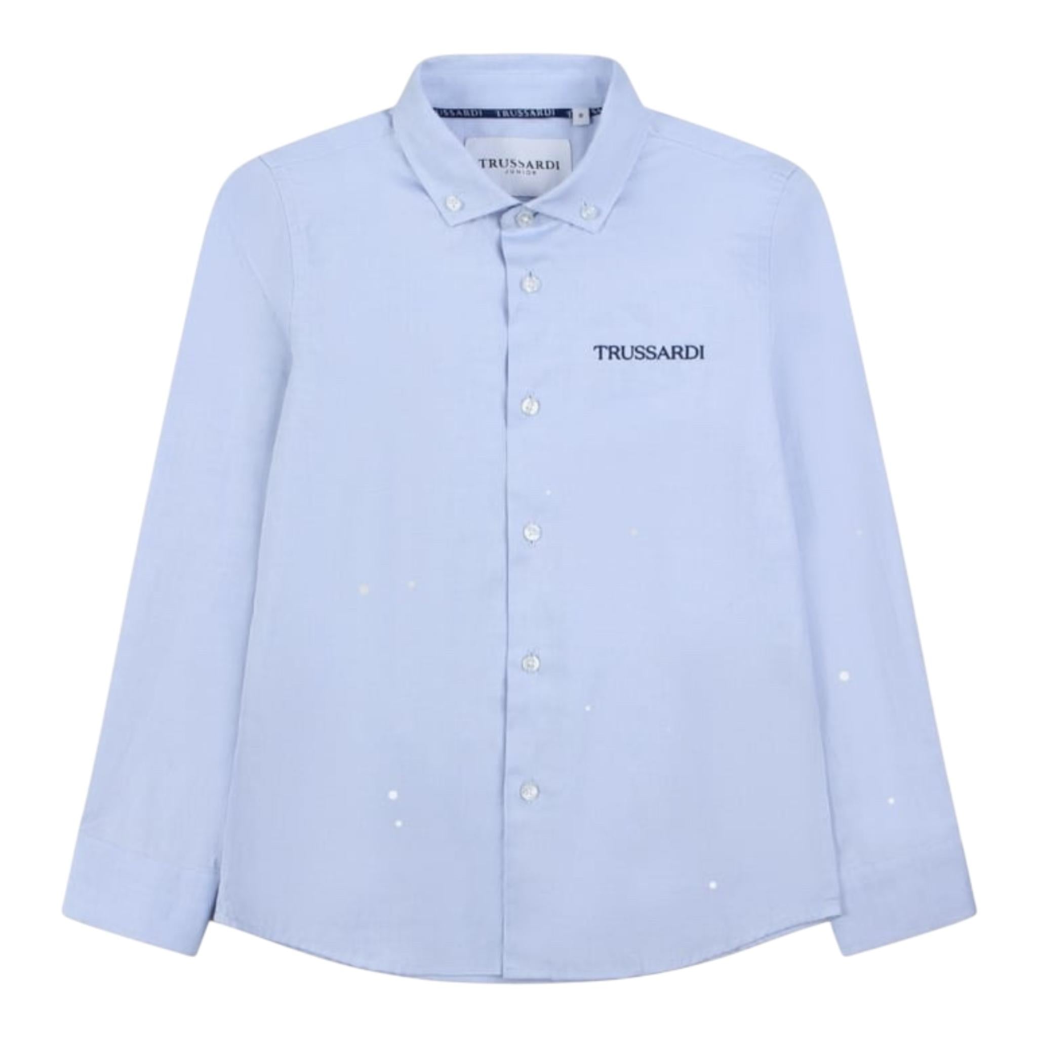 TRUSSARDI camicia manica lunga tinta unita con stampa Azzurro per Bambino TBA2407CA AZZURRO TRUSSARDI 