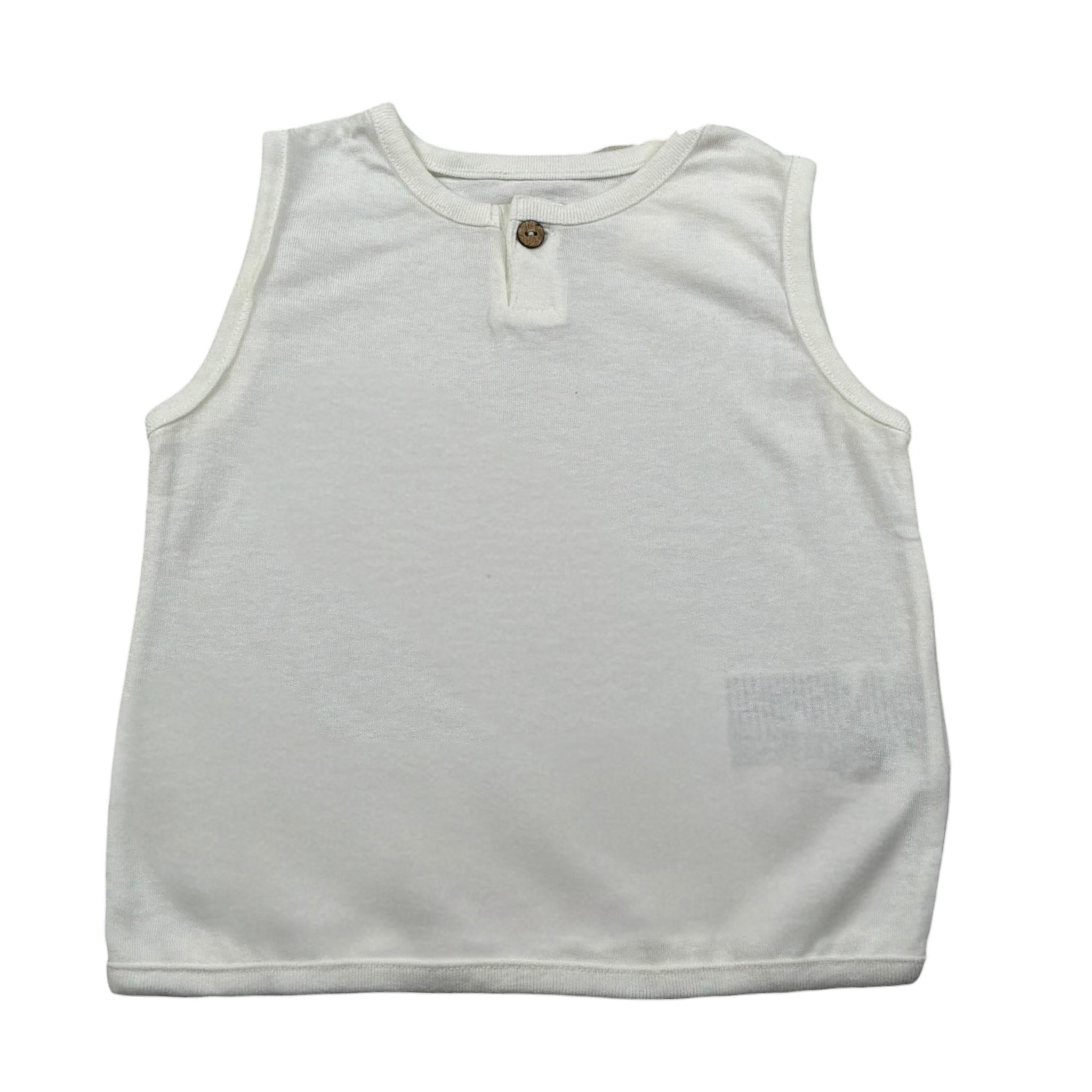 Play Up Canotta Girocollo Tinta Unita con Bottoni per Neonato PA011AQ10901 PANNA PLAY UP 