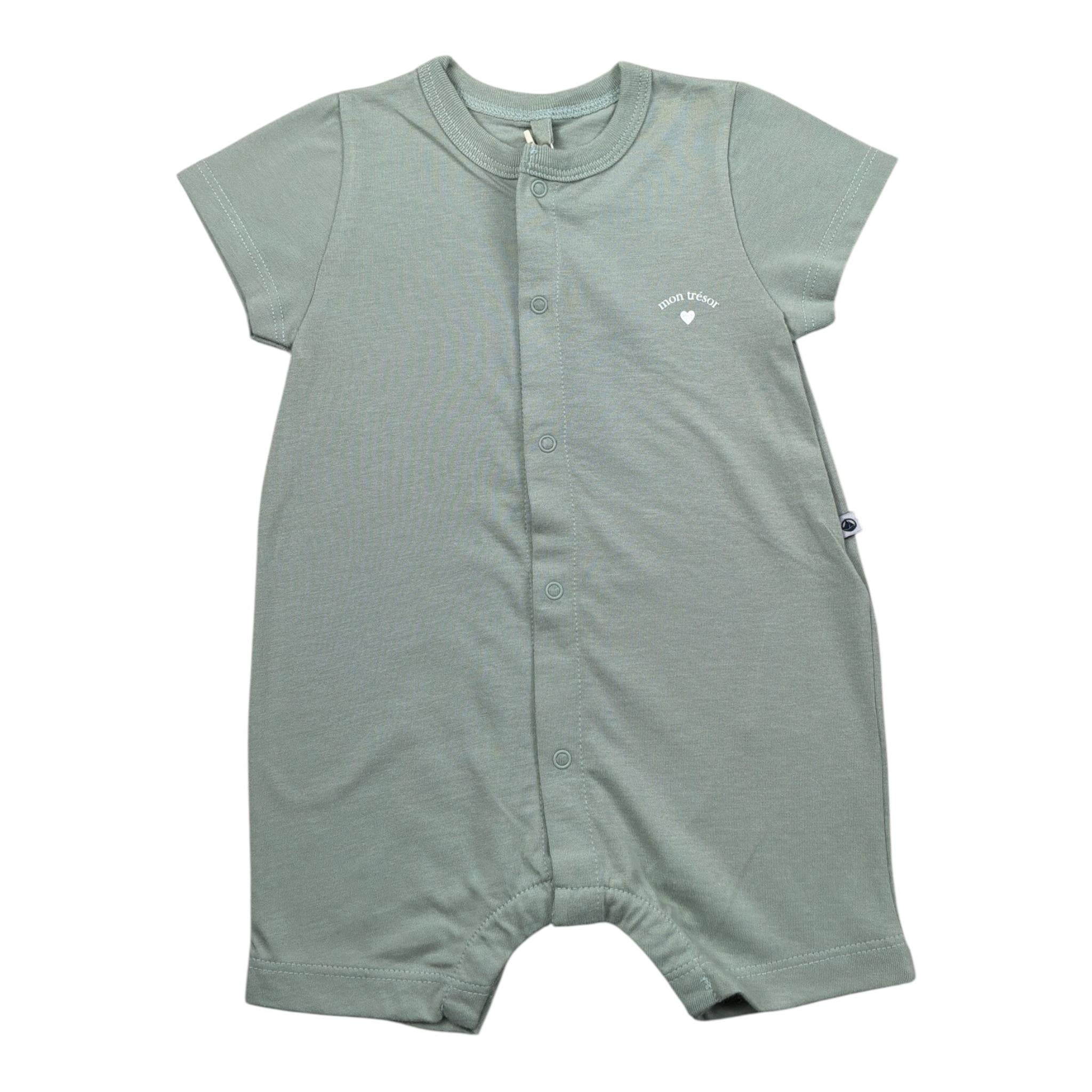 Petit Bateau Pagliaccetto Mezza Manica tinta unita Verde per Neonato A0A8X VERDE PETIT BATEAU 