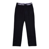 Versace Pantalone Tinta Unita Con Elastico In Vita Logato Nero Per Bambino