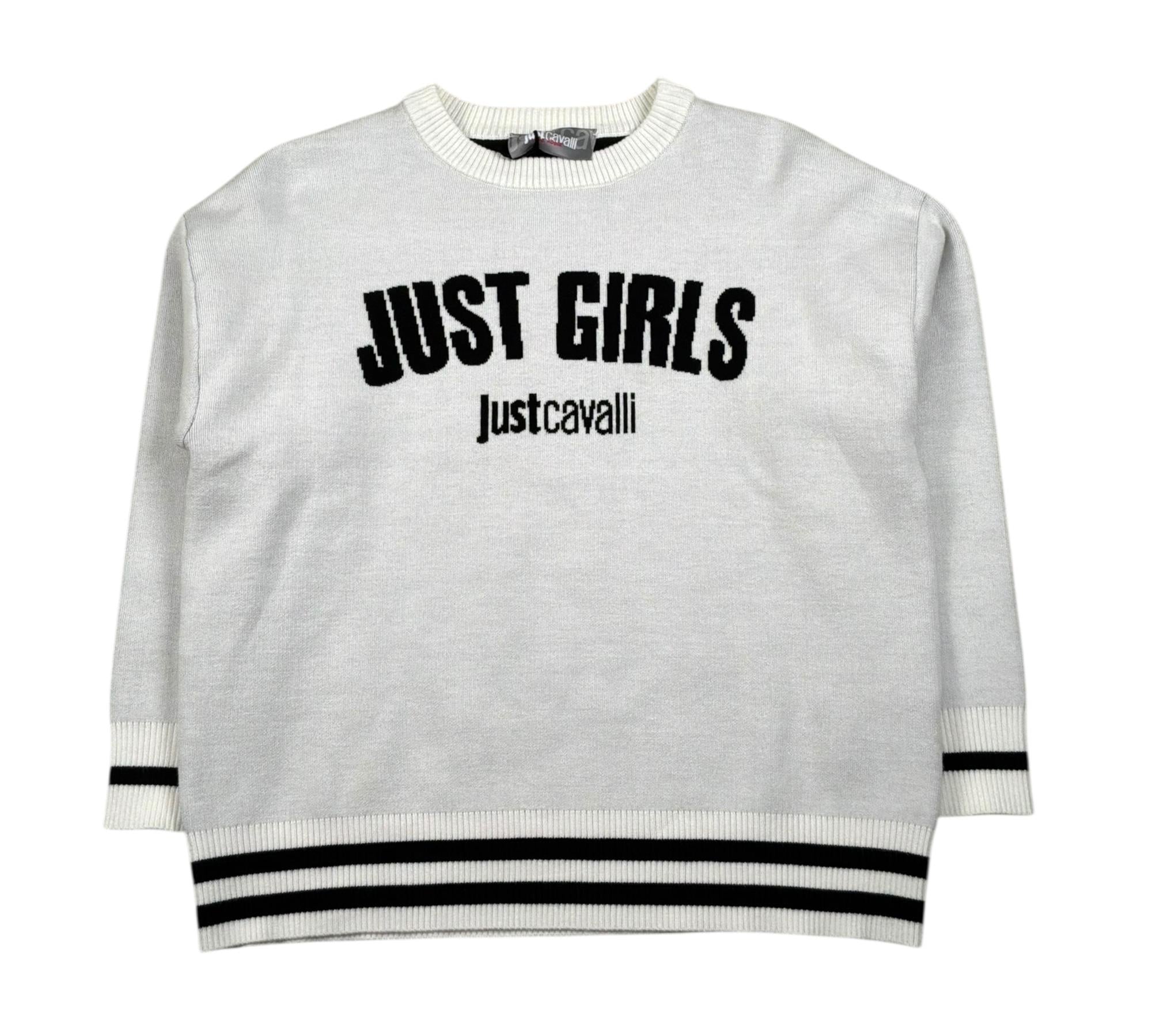 Just Cavalli Maglia Girocollo Tinta Unita con Stampa per Bambina JGP26180MA BIANCO JUST CAVALLI 