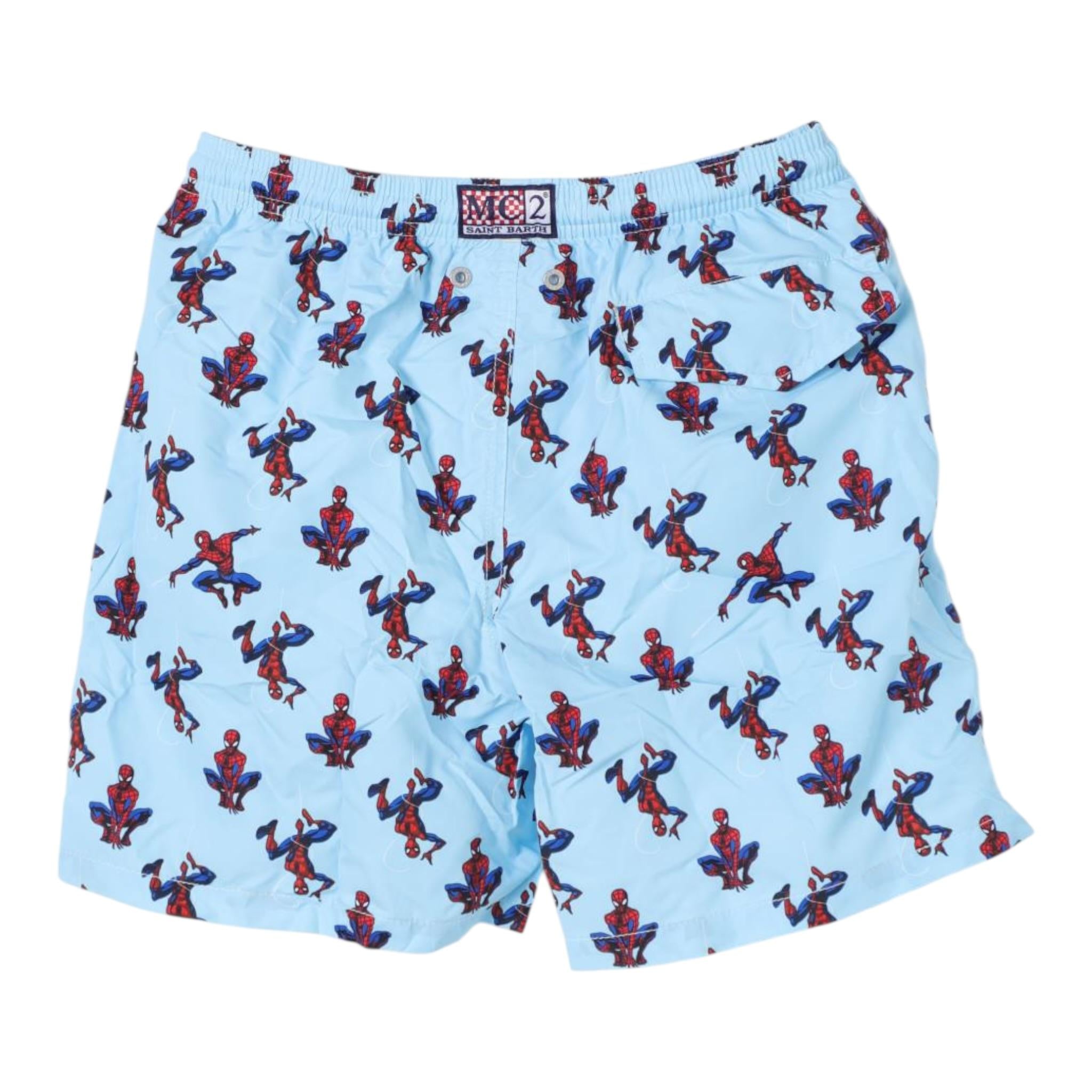 Saint Barth Costume Modello Boxer Tinta Unita con Stampa Spiderman per Bambino SPIDEYX AZZURRO SAINT BARTH 