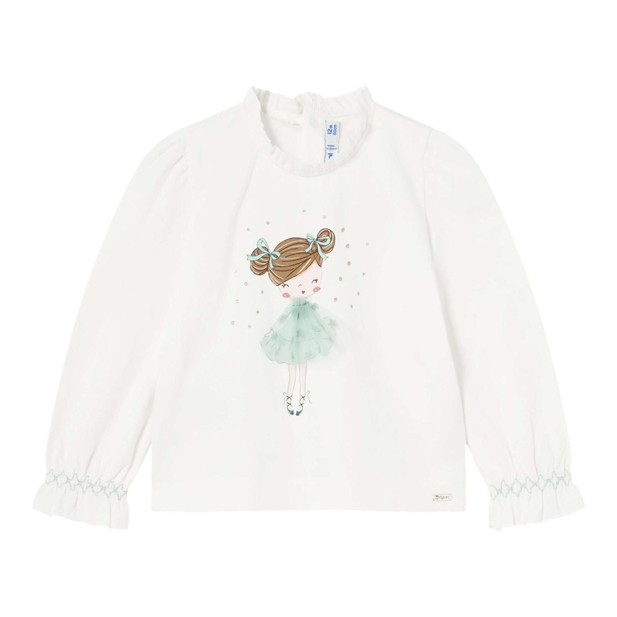 MAYORAL shirt girocollo tinta unita con stampa in contrasto Panna per Bambina 2048XX PANNA MAYORAL 