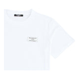 Balmain T-Shirt Girocollo Tinta Unita Cn Stampa Logo Bianco Per Bambino