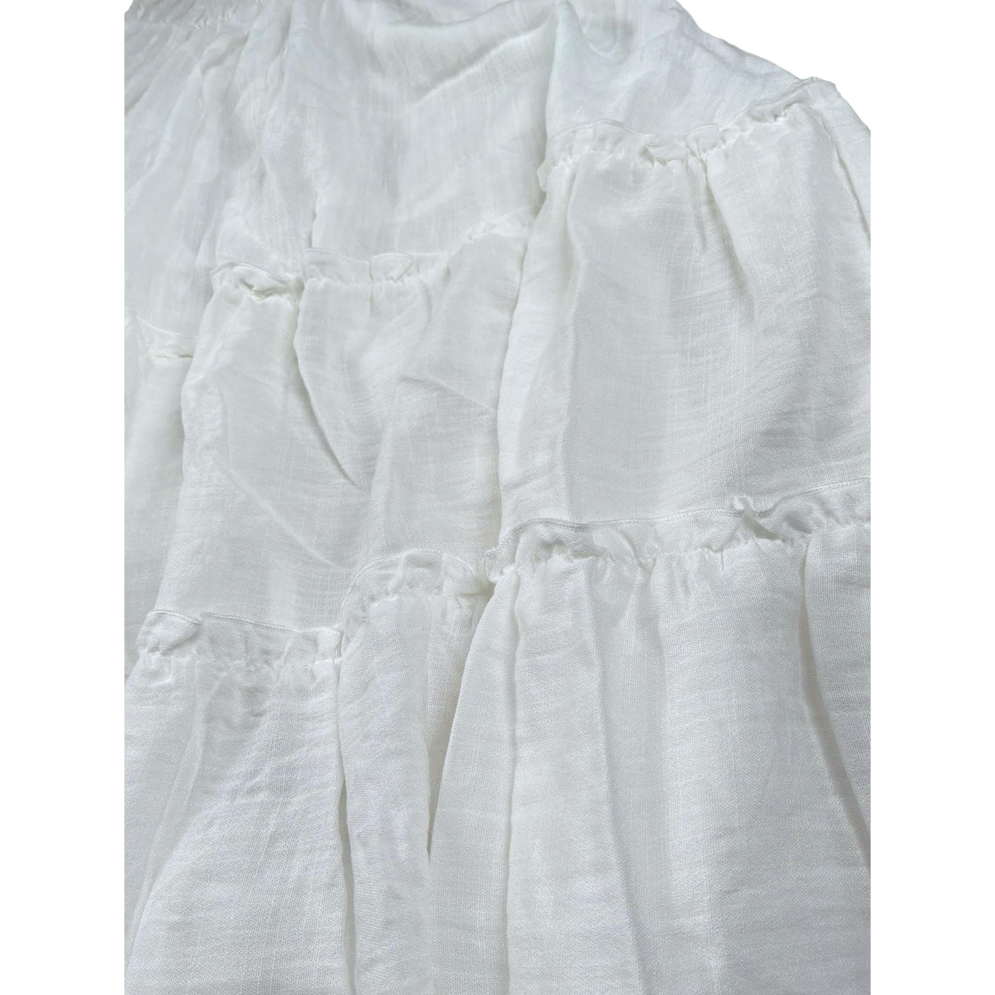 Magil Abito Tinta Unita con Arriccio per Bambina HN20004 BIANCO MAGIL 