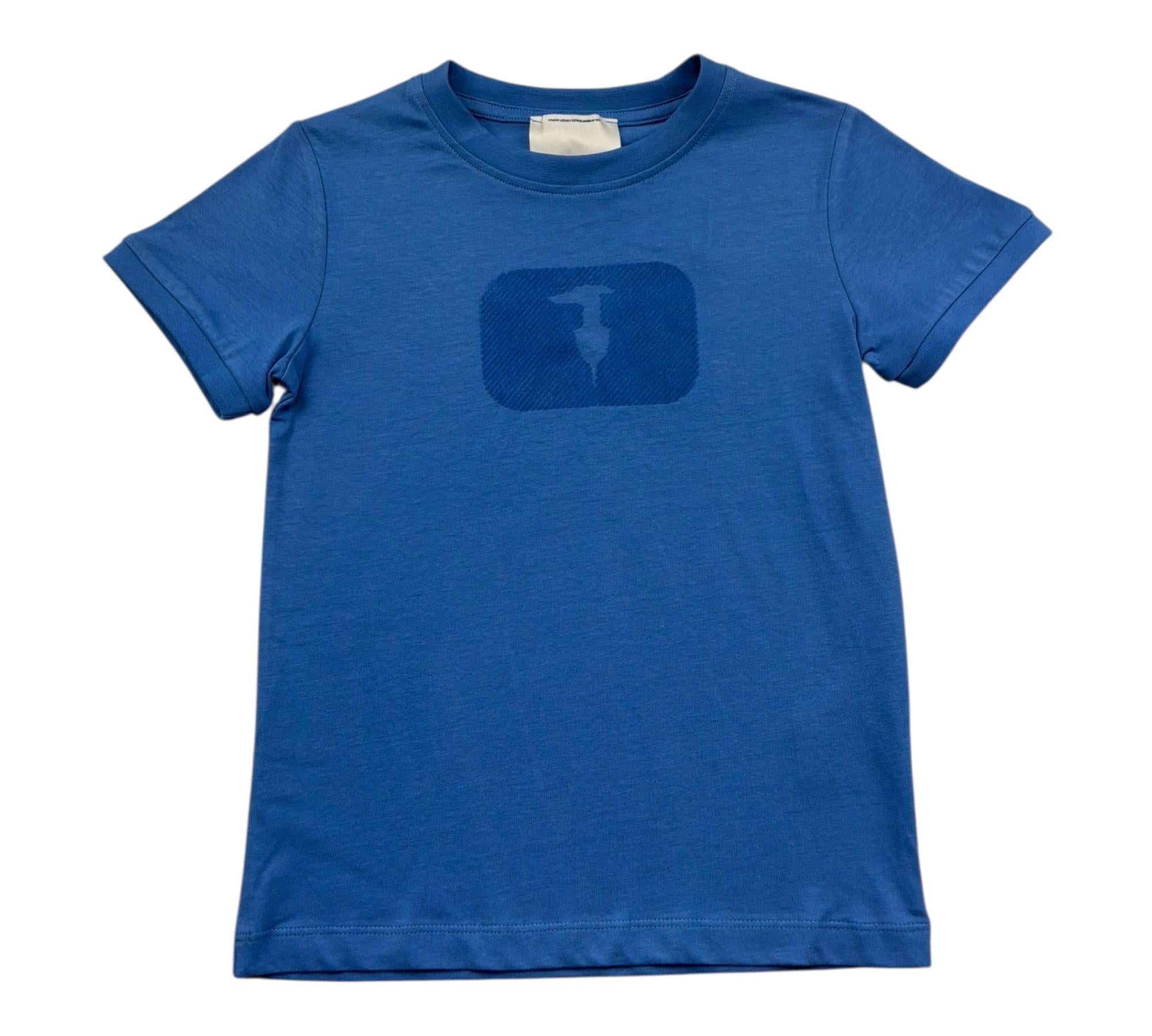 Trussardi T-Shirt Girocollo Tinta Unita con Stampa per Bambino TBP26096TS BLU TRUSSARDI 