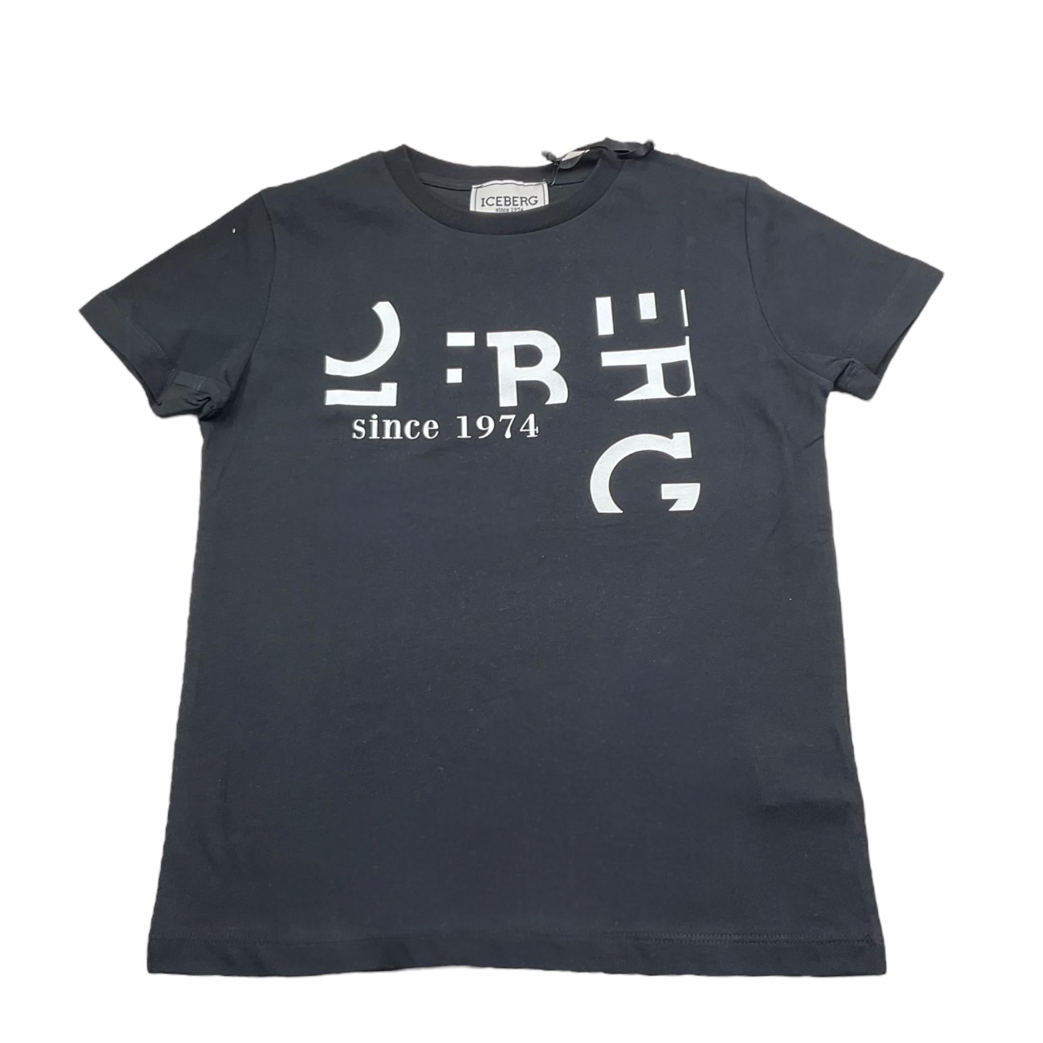 Iceberg T-Shirt Girocollo Tinta Unita con Stampa per Bambino TSICE5100J NERO ICEBERG 