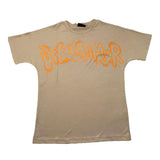 Disclaimer T-Shirt Girocollo Tinta Unita Con Stampa In Contrasto Beige Per Bambino