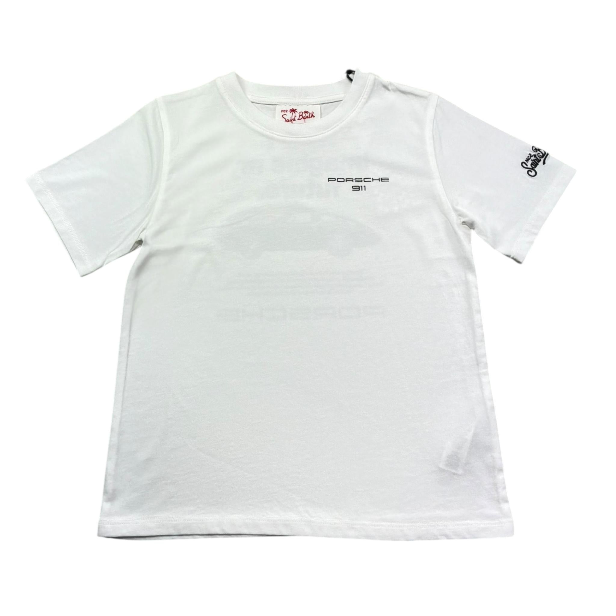 Saint Barth T-Shirt Girocollo Tinta Unita con Stampa per Bambino 0752L BIANCO SAINT BARTH 
