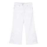 Ermanno Scervino Pantalone Tinta Unit Modello Zampa Con Girovita Regolabile E Ricami Bianco Per Bambina