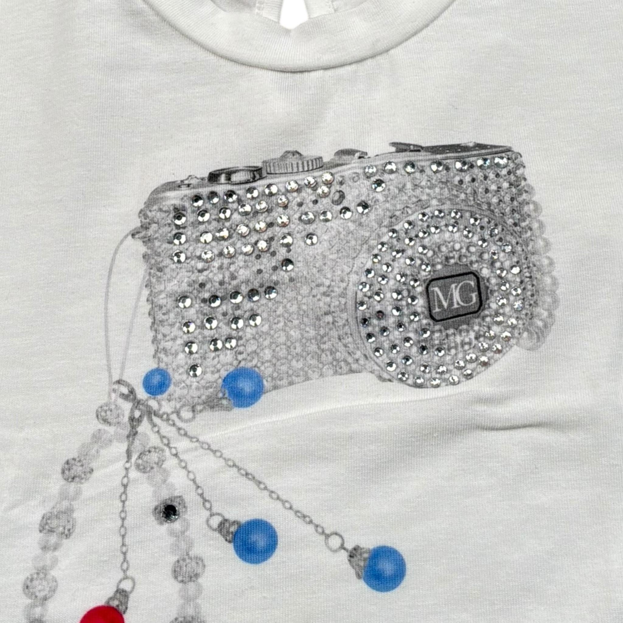 Miss Grant T-Shirt Girocollo tinta unita con Stampa Bianco per Bambina MG1235 BIANCO MISS GRANT 