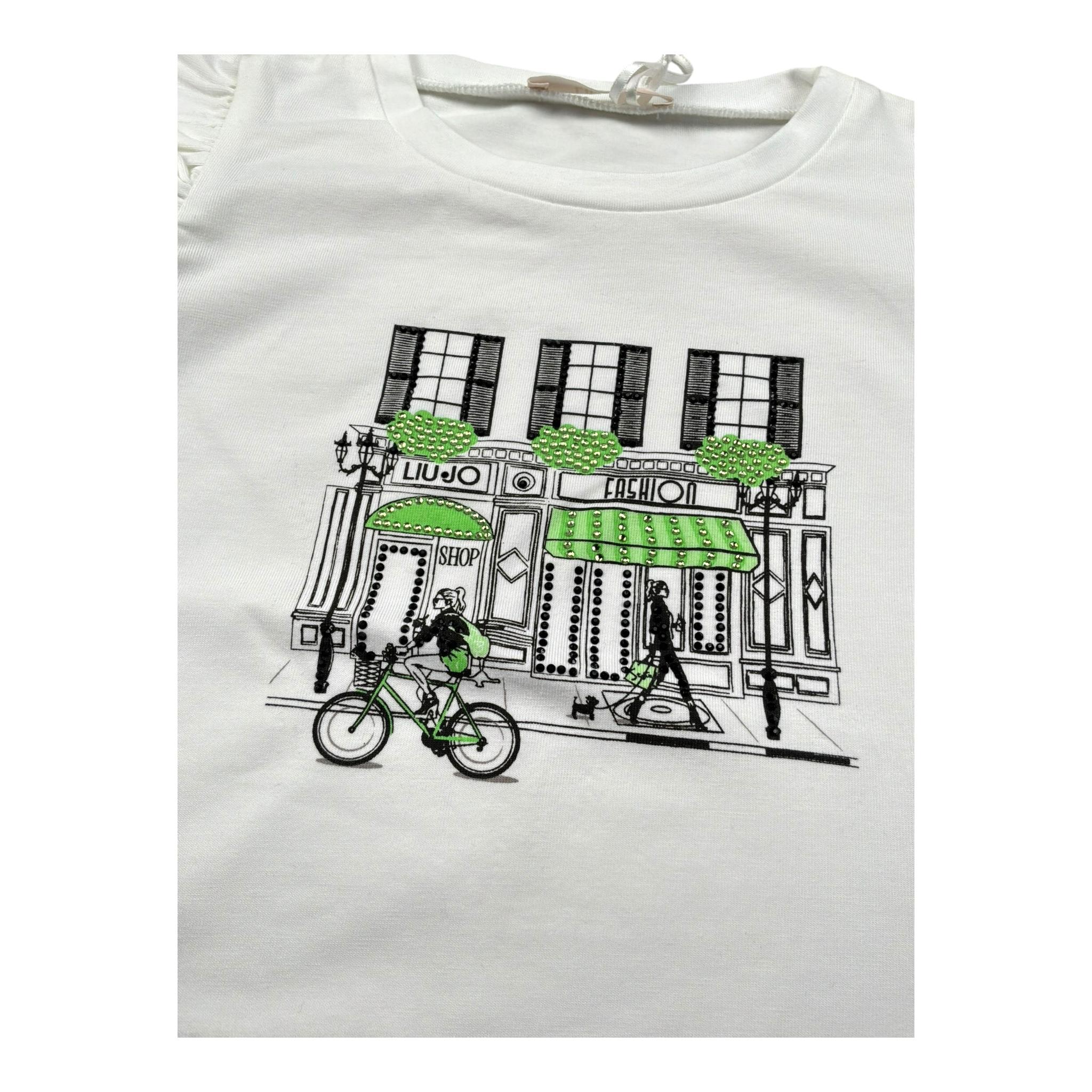 Liu Jo T-Shirt Girocollo Tinta Unita con Stampe per Bambina KA5084X BIANCO LIU JO 