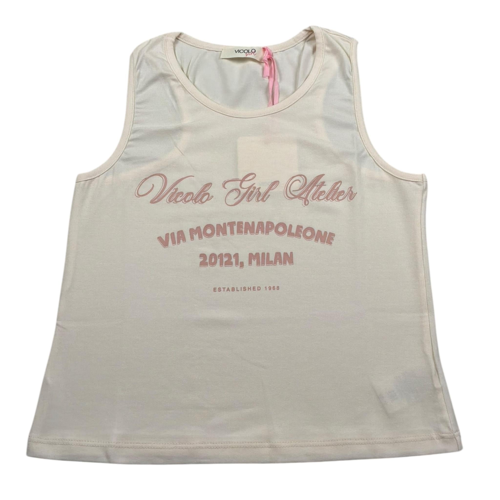 Vicolo Canotta Girocollo Tinta Unita con Stampa per Bambina 3146M00269 ROSA VICOLO 