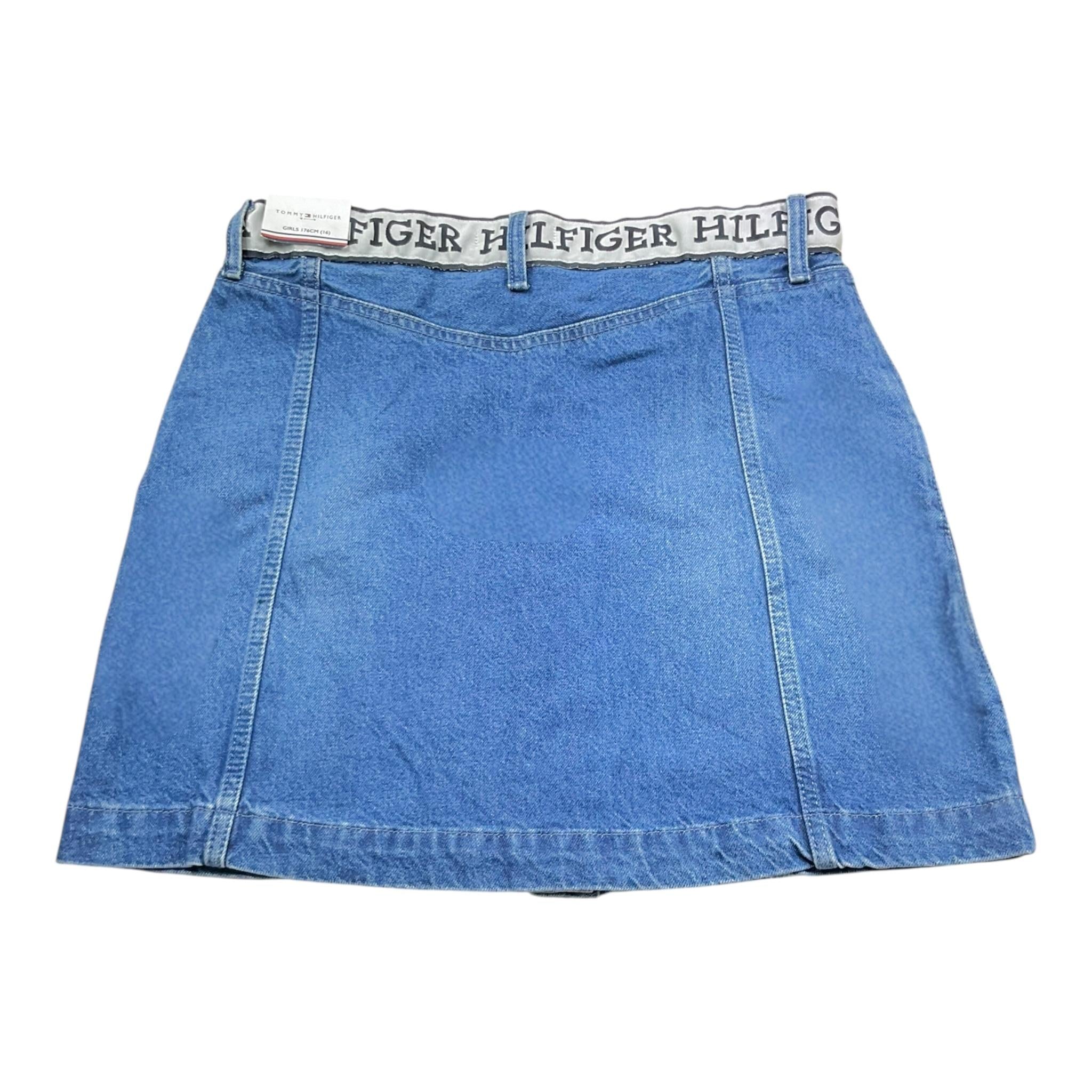 Tommy Hilfiger Gonna Tinta Unita Modello Denim con Cintura per Bambina KG0KG07421 BLU TOMMY HILFIGER 