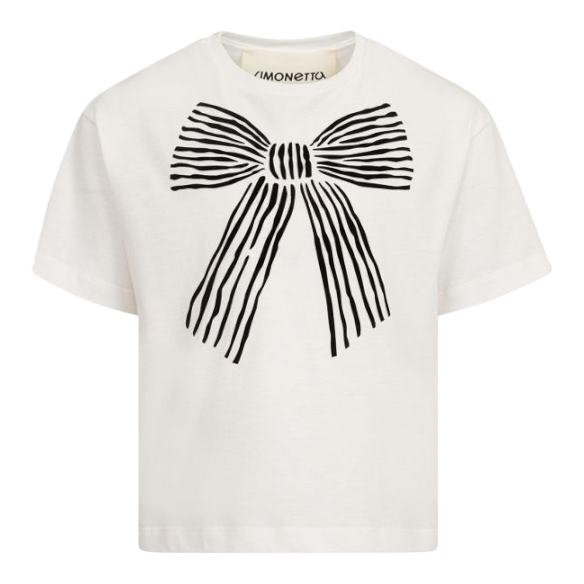 Simonetta T-Shirt Girocollo Tinta Unita con Stampa per Bambina SW8A01 BIANCO SIMONETTA 