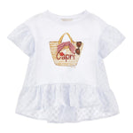 Monnalisa Maxi T-Shirt Girocolo Tinta Unita con Stampa per Neonata 19E625N BIANCO MONNALISA 