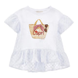 Monnalisa Maxi T-Shirt Girocolo Tinta Unita con Stampa per Neonata 19E625N BIANCO MONNALISA 